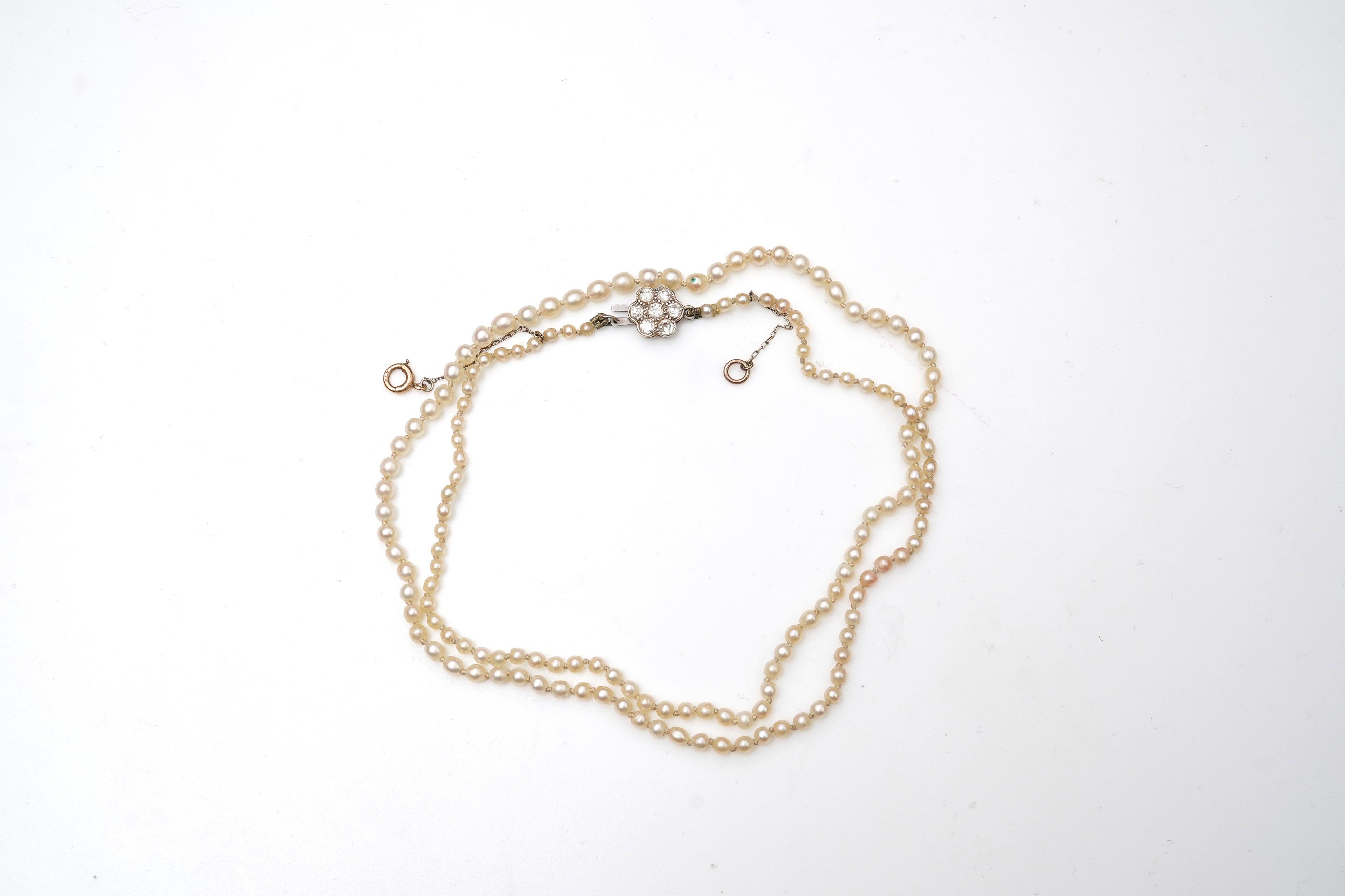 An Edwardian pearl and diamond necklace, early 20th century